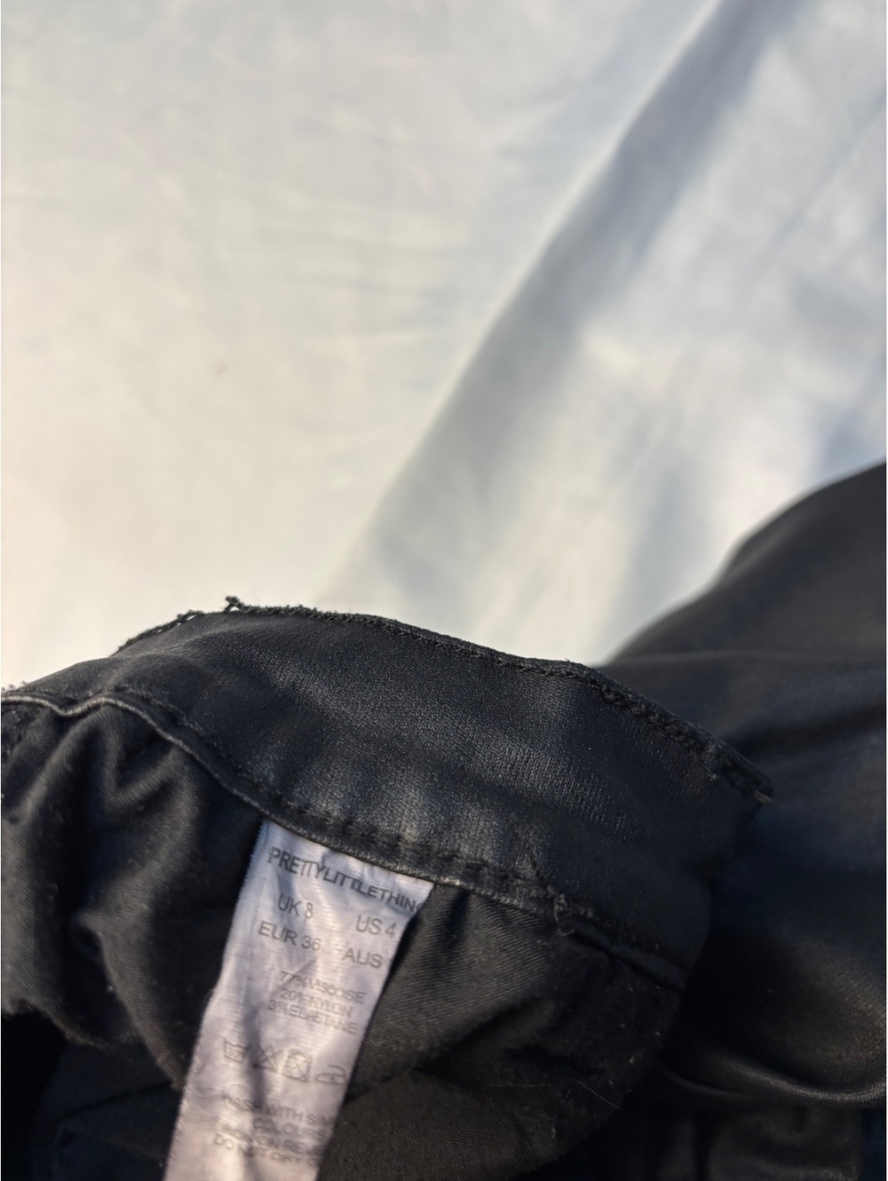 PrettyLittleThing Black Faux Leather Flared Pants Size 4 - Picture 11 of 11